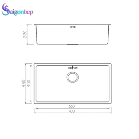 Chậu rửa bát Inox 1 hố Konox KN7044SU Dekor